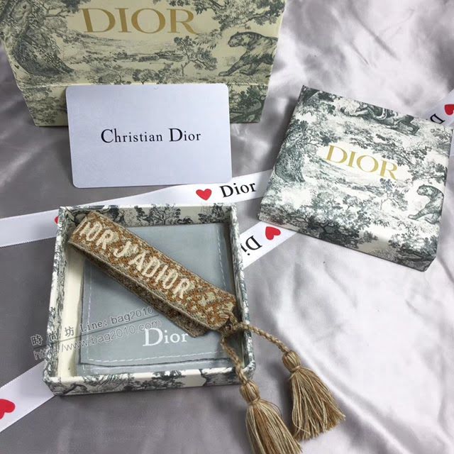 Dior飾品 迪奧經典熱銷款刺繡針織手環 迪奧DIOR編織伸縮流蘇手繩  zgd1224